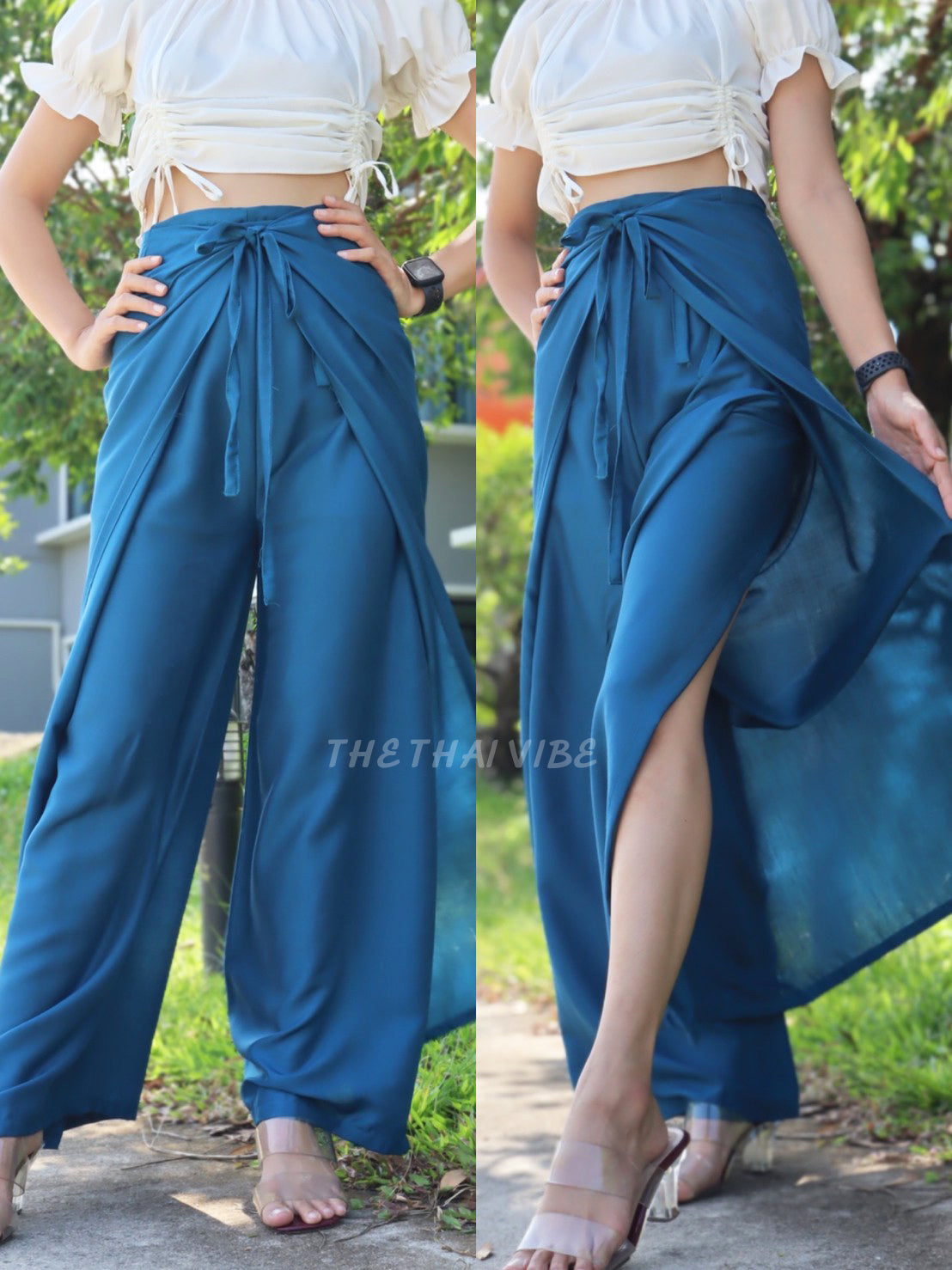 4 ROPE PALAZZO PANTS SOLID COLOR