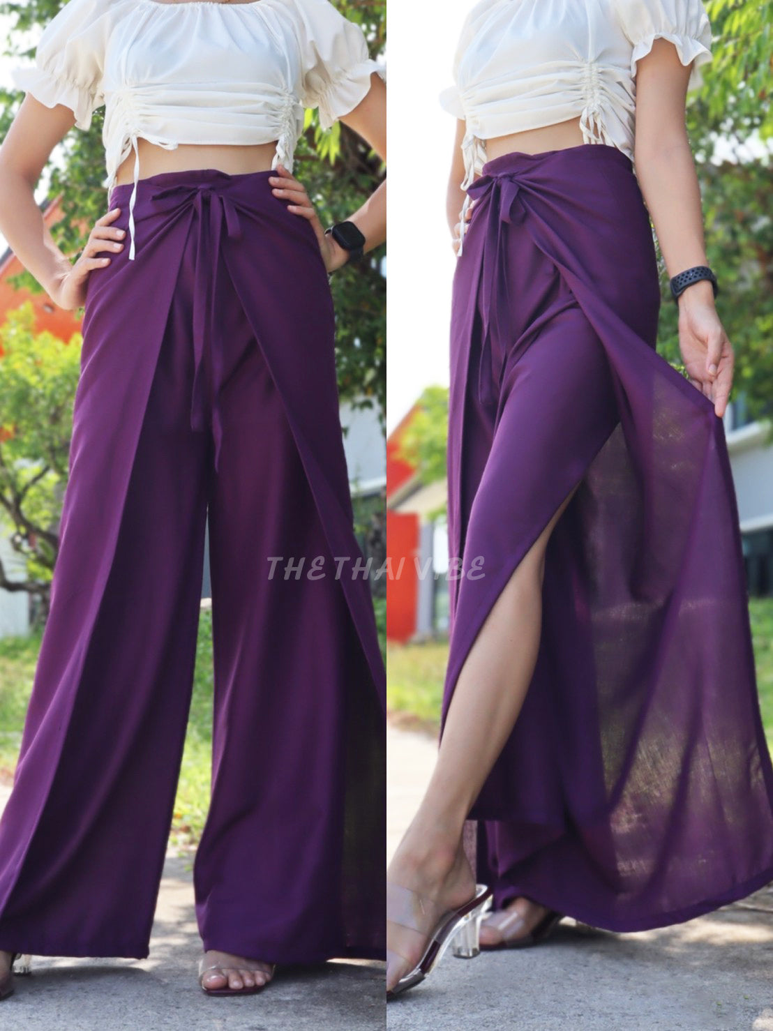 4 ROPE PALAZZO PANTS SOLID COLOR