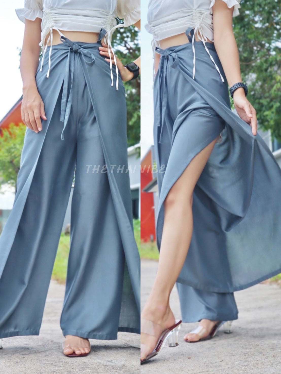 4 ROPE PALAZZO PANTS SOLID COLOR